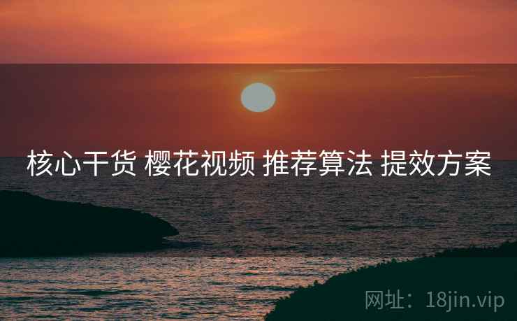 核心干货 樱花视频 推荐算法 提效方案  第1张